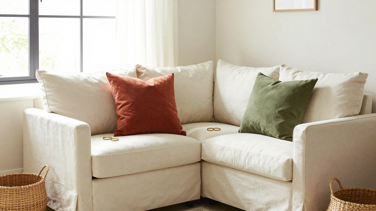 Cozy living room corner showcasing balanced cushion arrangement.