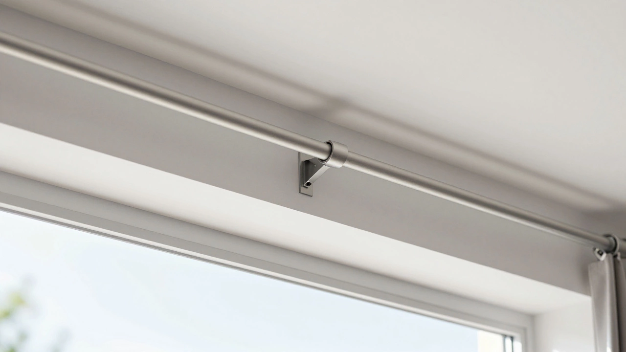 Rod mounted high and wide for spacious look