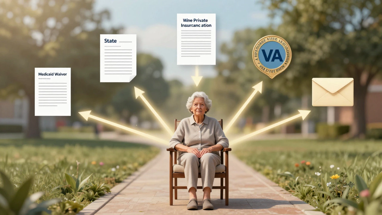 Conceptual art showing pathways to caregiver financial support