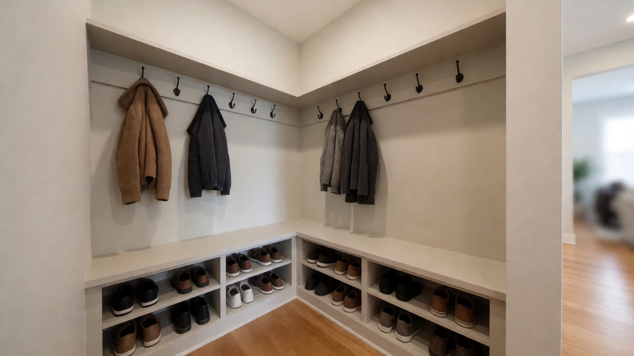 Modern entryway with built-in shoe storage