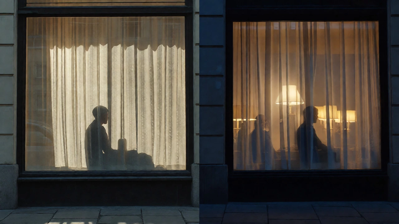 Comparison of daytime privacy and nighttime visibility through windows