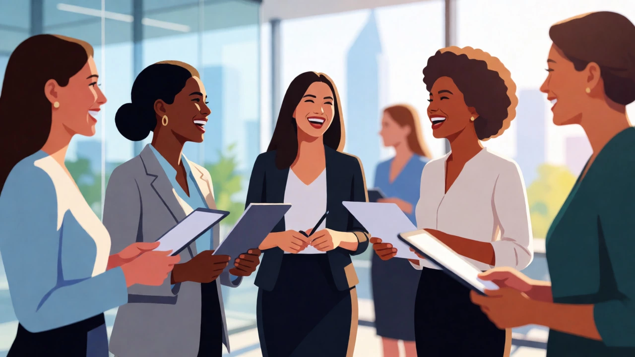 Professional women collaborating in a bright modern office
